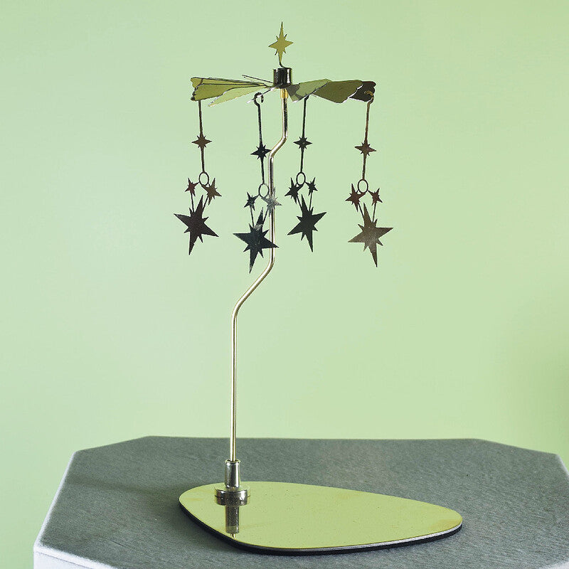 Carousel Candle Spinner Holder, Rotating Heat-Powered Candlestick with Tray