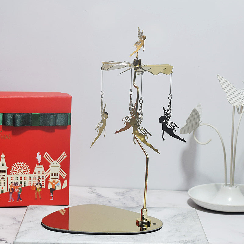 Carousel Candle Spinner Holder, Rotating Heat-Powered Candlestick with Tray
