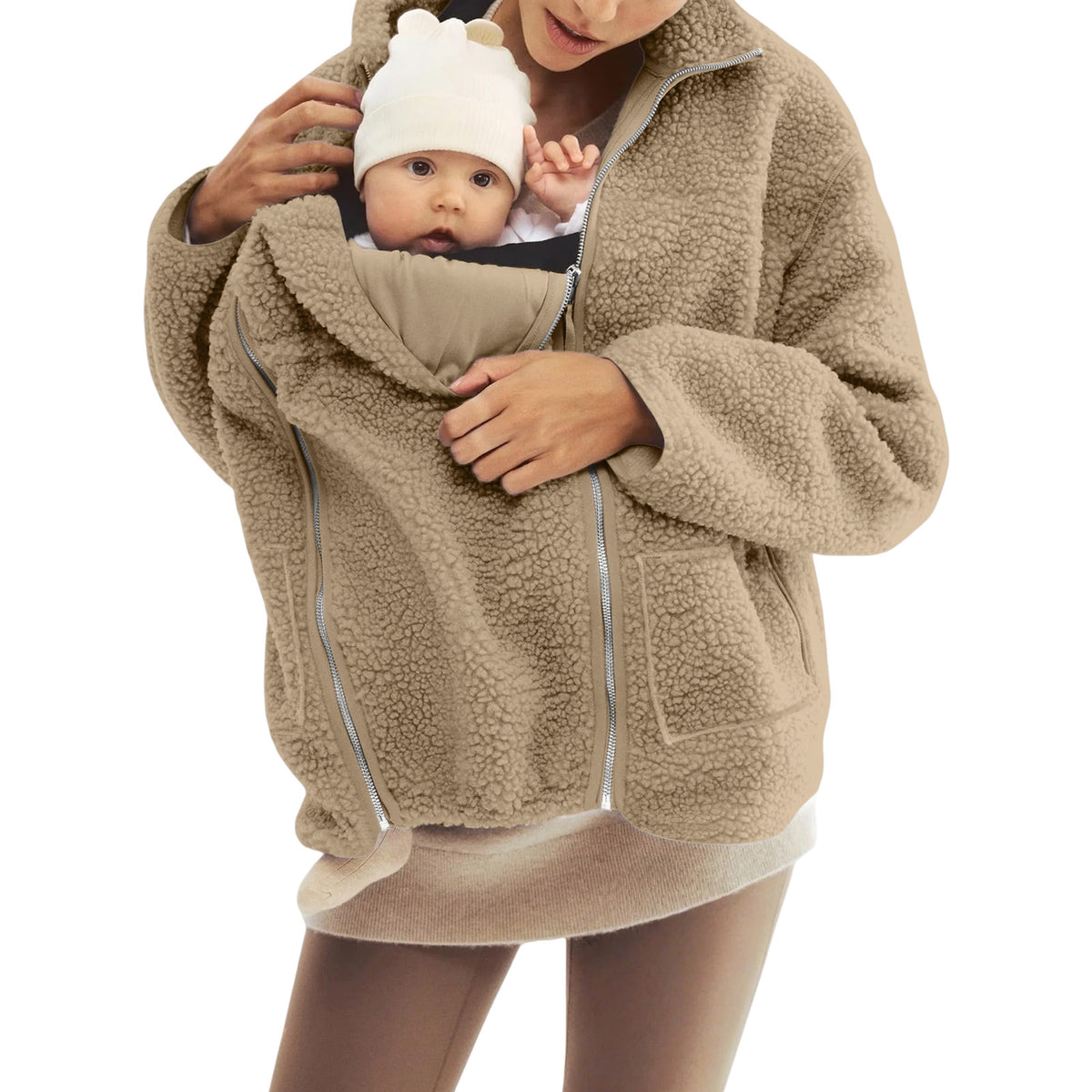 Fleece High Neck Relaxed Fit Women's Coat