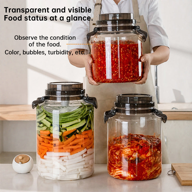 Large Pickling Jar with Airtight Lid, Leak-Proof Food Grade Storage Jar with Handle