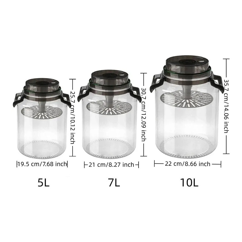 Large Pickling Jar with Airtight Lid, Leak-Proof Food Grade Storage Jar with Handle