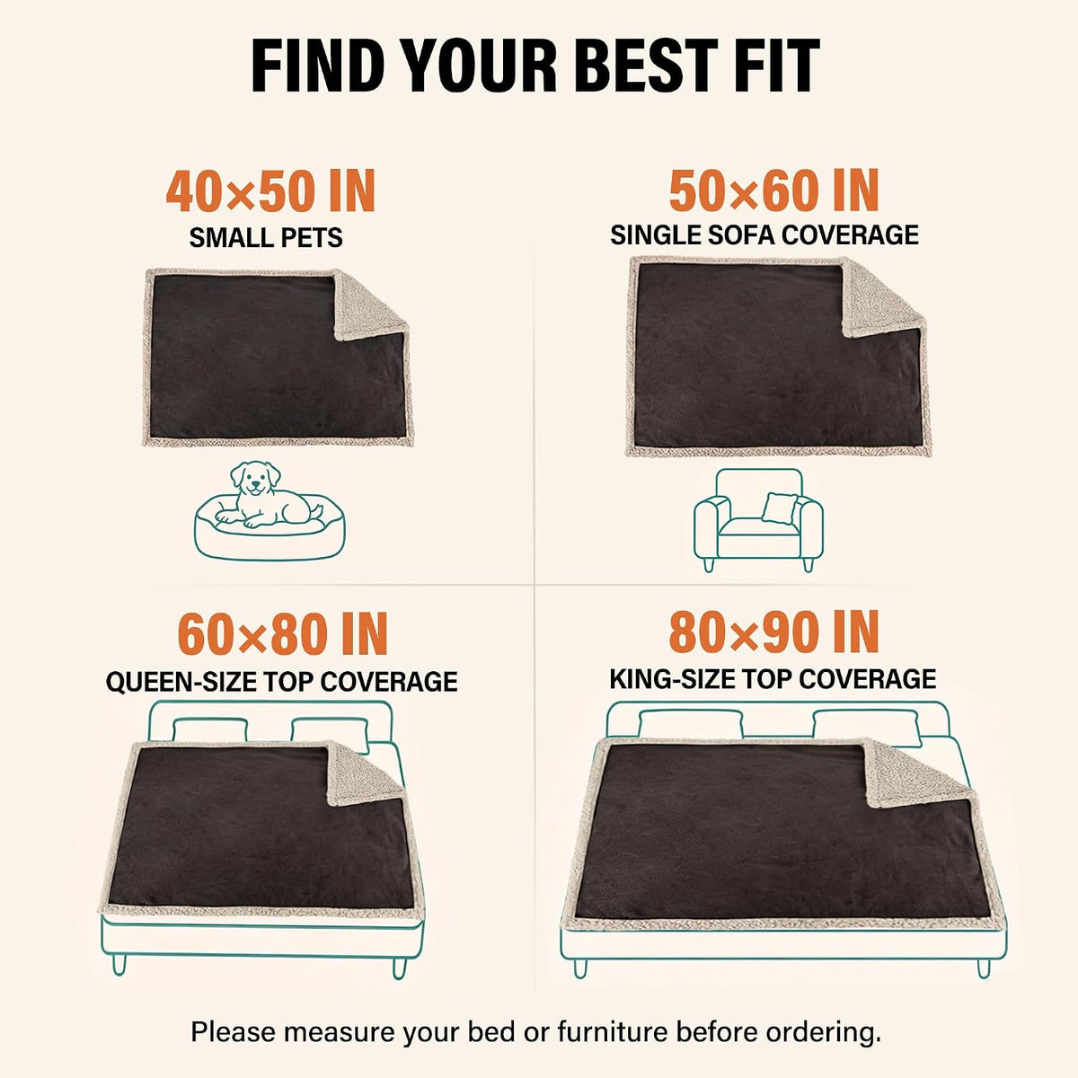 Ultimate Waterproof Blanket for Bed - Reversible, Cozy, and Leakproof Throw for Pets and People