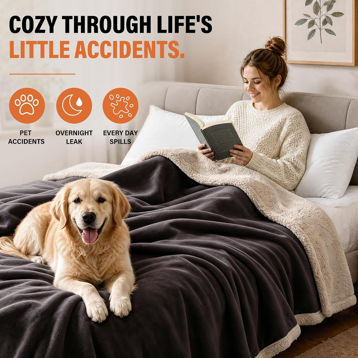 Ultimate Waterproof Blanket for Bed - Reversible, Cozy, and Leakproof Throw for Pets and People