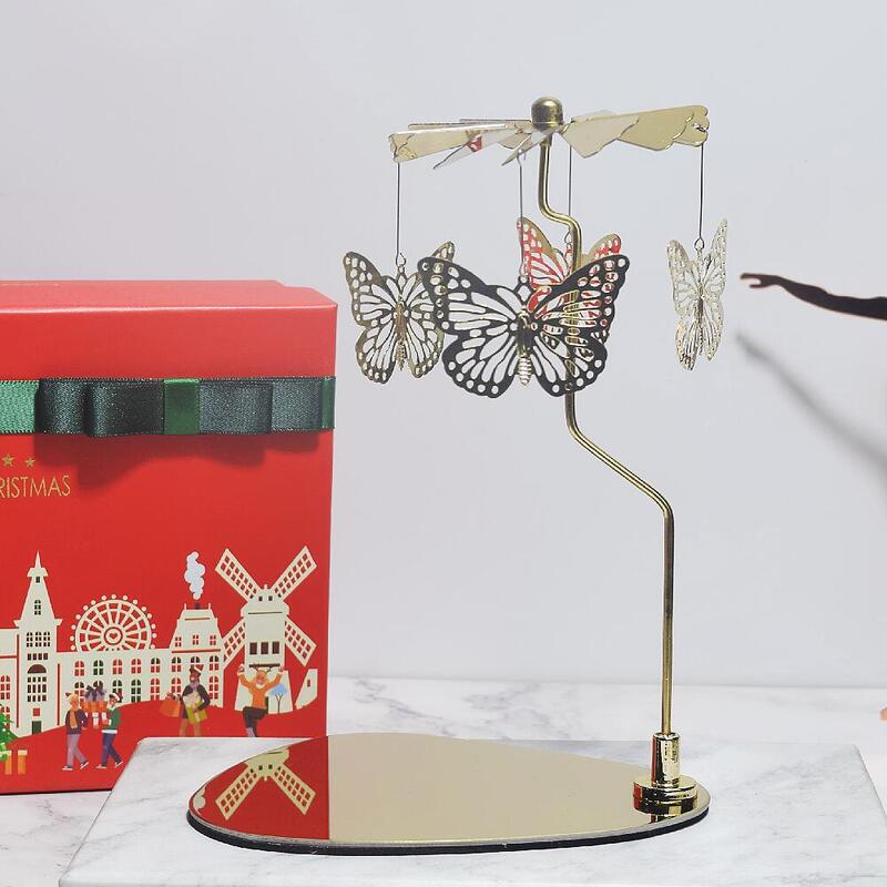 Carousel Candle Spinner Holder, Rotating Heat-Powered Candlestick with Tray