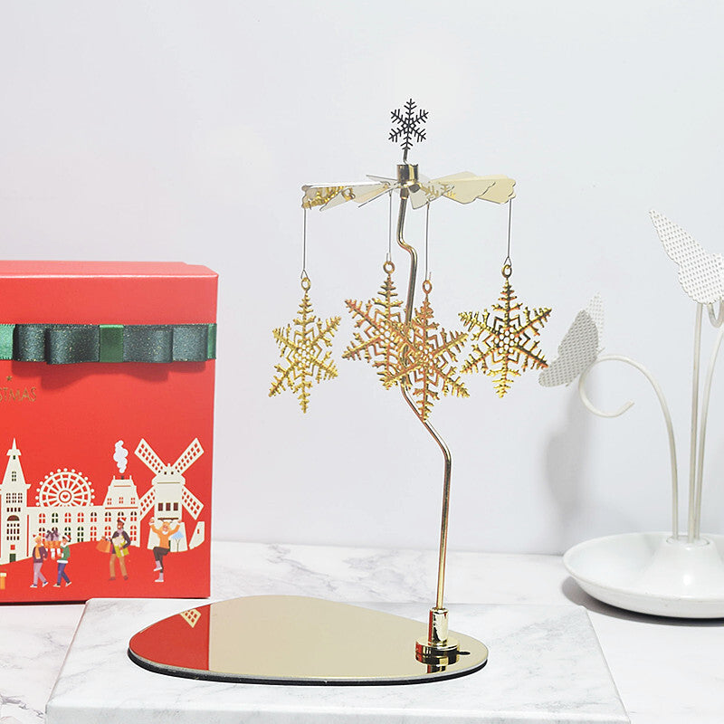 Carousel Candle Spinner Holder, Rotating Heat-Powered Candlestick with Tray