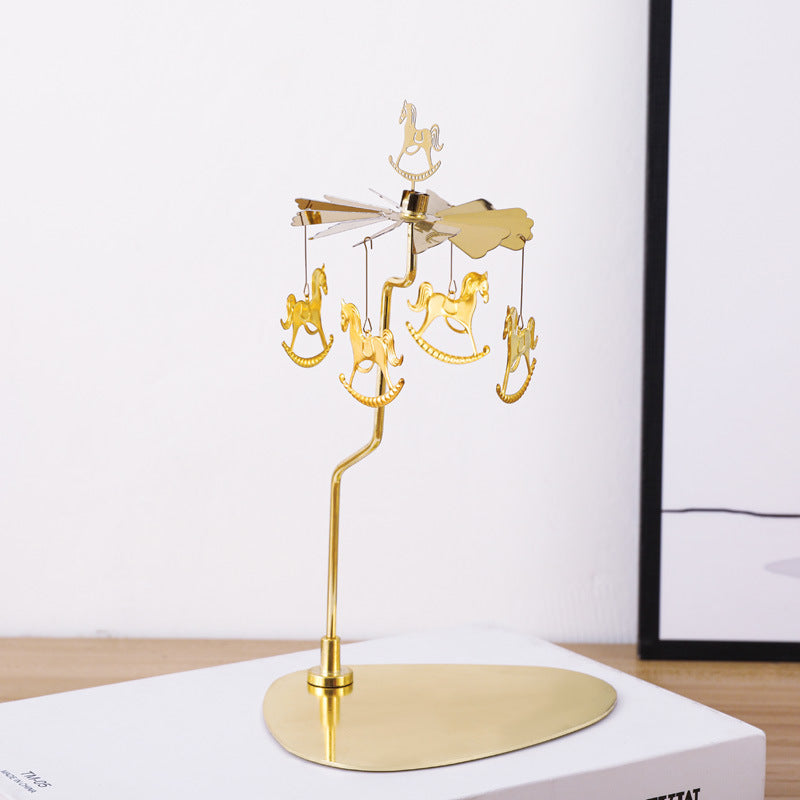 Carousel Candle Spinner Holder, Rotating Heat-Powered Candlestick with Tray
