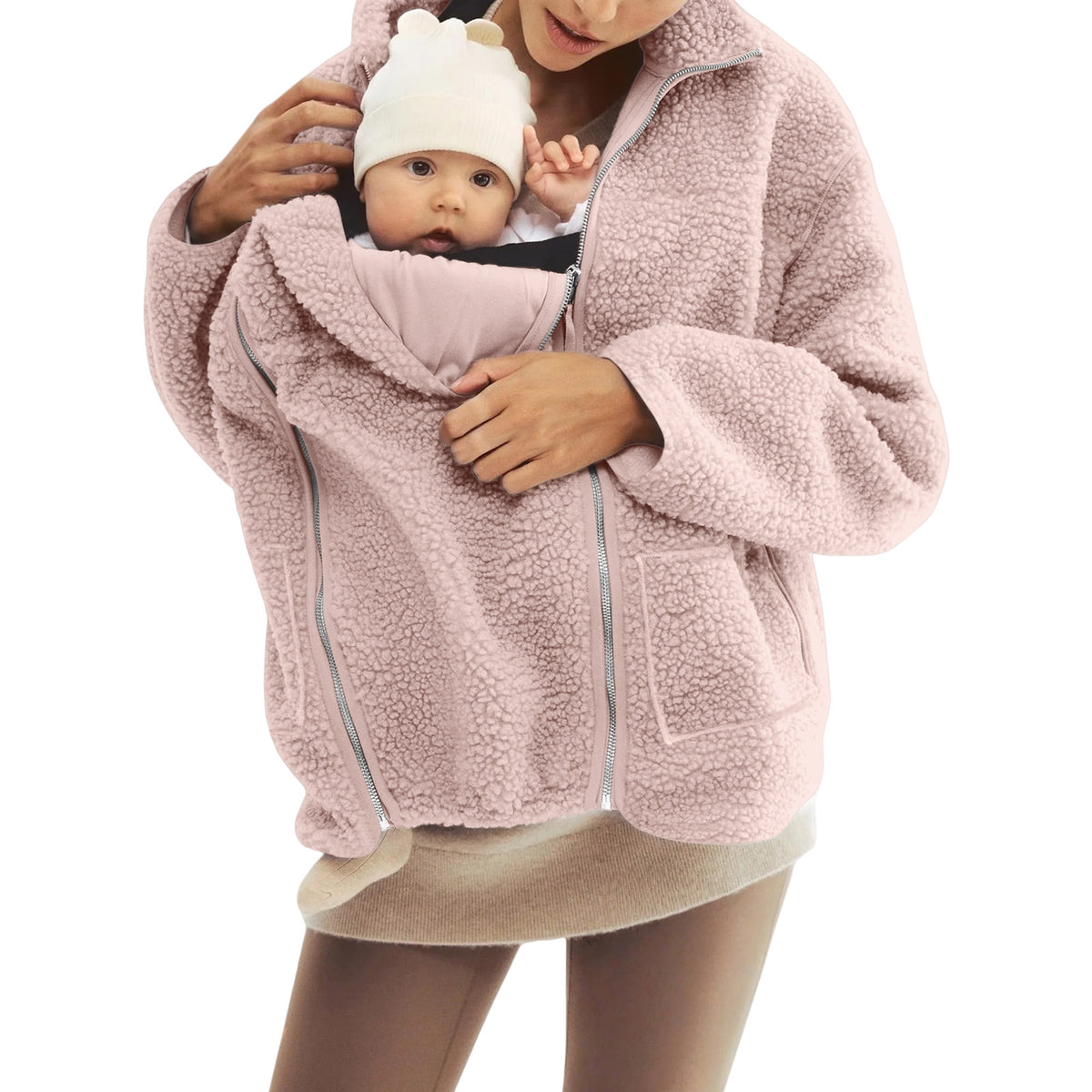 Fleece High Neck Relaxed Fit Women's Coat